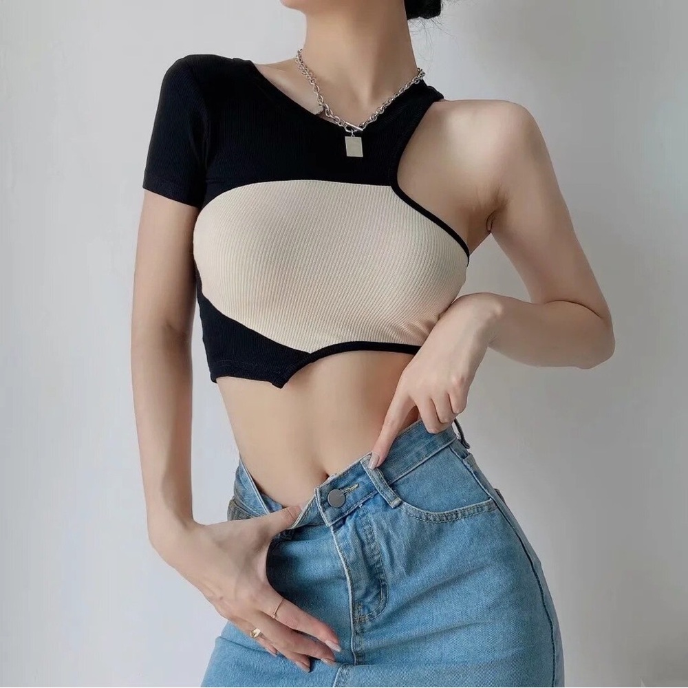 SHEIN color block crop top